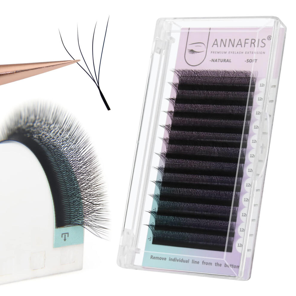 Annafris Premade Fan Lash Extension 4D W 0.07 C Curl 9Mm Pre Made Russian Volume Eyelash Hand Woven Lash Soft Faux Mink False Lashes(4D?W?0.07?C