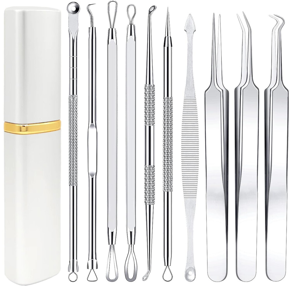 Boxoyx Blackhead Remover Tool, 10 Pcs Professional Pimple Comedone Extractor Popper Tool Acne Removal Kit - Treatment For Pimples, Blackheads, Zit