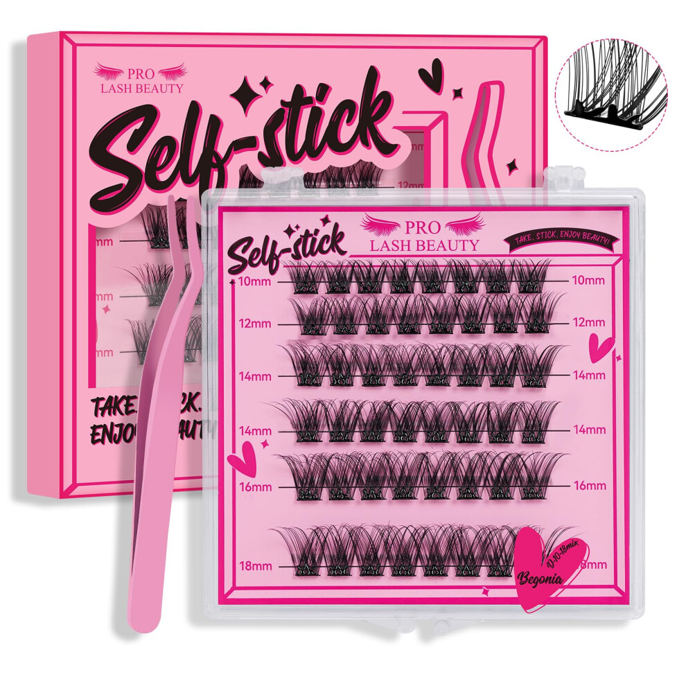 Pro Lashbeauty Self Adhesive Eyelashes 40Pcs Lash Clusters Press On Lashes Self Stick Cluster Lashes Pre Glued Eyelash Clusters No Glue No Remover Needed Easy To