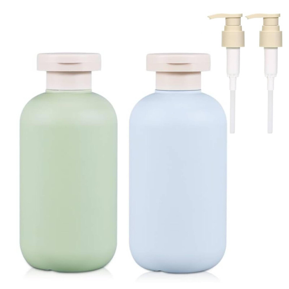 Ombrisa Travel Shampoo Bottles 2 Pcs With Flip Cap And Pump, Travel Bottles For Toiletries 200Ml, Empty Leak Proof Squeeze Travel Containers, For