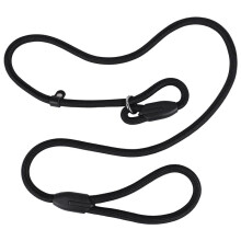 Robuste Nylon corde de collier pour animaux de compagnie Formation de glissement chien Conduite de marche Avec Chaine P 1cm noir
