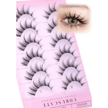 Natural Look Eyelashes Manga Lashes Clear Band False Eyelashes 8-15mm Cat Eye Lash Strips Aisan Anime Fake Eyelash Look Like Lash Extension Spikes