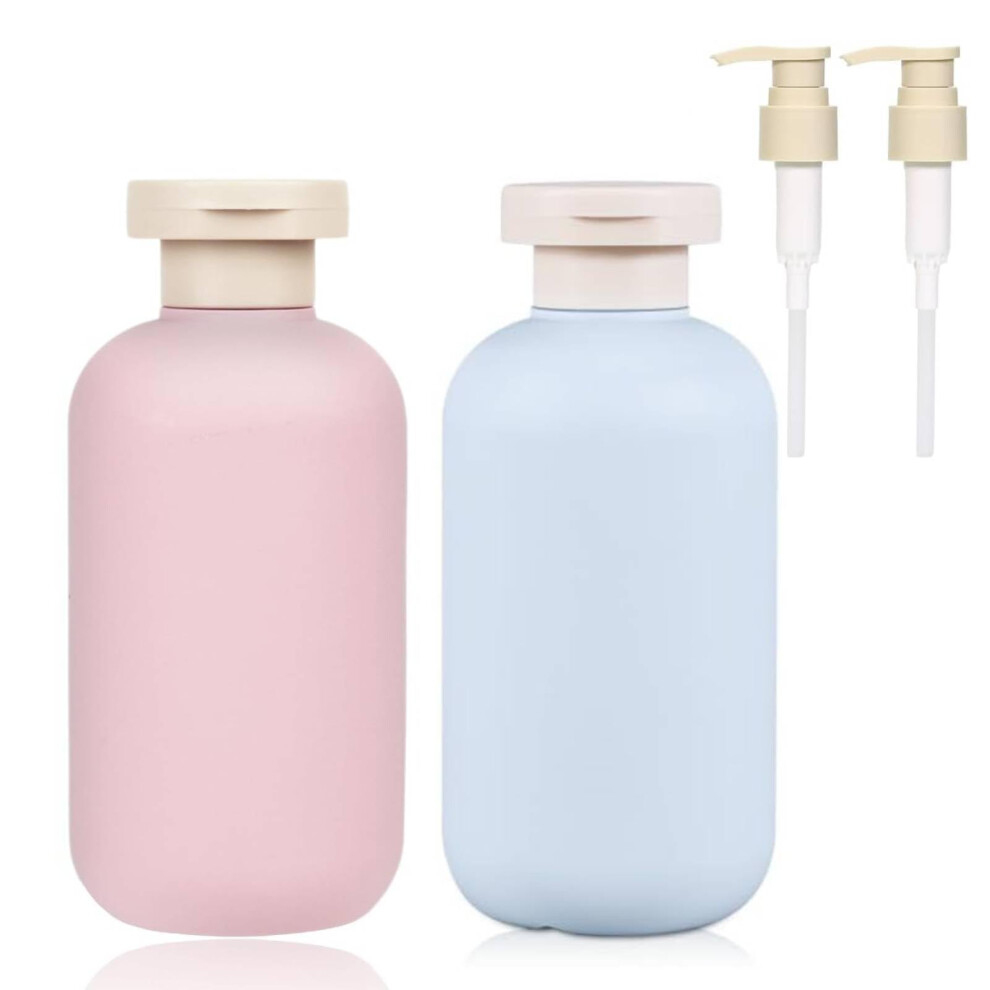 Ombrisa Travel Shampoo Bottles 2 Pcs With Flip Cap And Pump, Travel Bottles For Toiletries 200Ml, Empty Leak Proof Squeeze Travel Containers, For