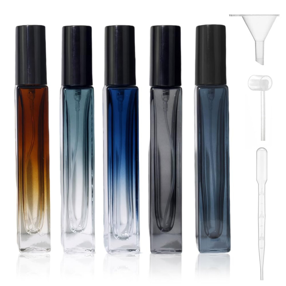 Aieino 5Pcs 10Ml Travel Perfume Atomiser Refillable - Portable Perfume Bottle Mini Aftershave Atomisers Spray Bottles Non Leakable With Funnel