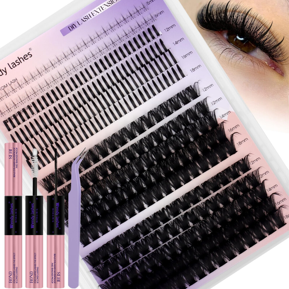 Wendy Lashes Cluster Lashes Kit 80D+100D Manga Spiky Lashes With Wispy Bottom Lash,Individual Eyelashes D-Curl 12-18Mm Lash Clusters,0.07 Diy Lash Extensions(4