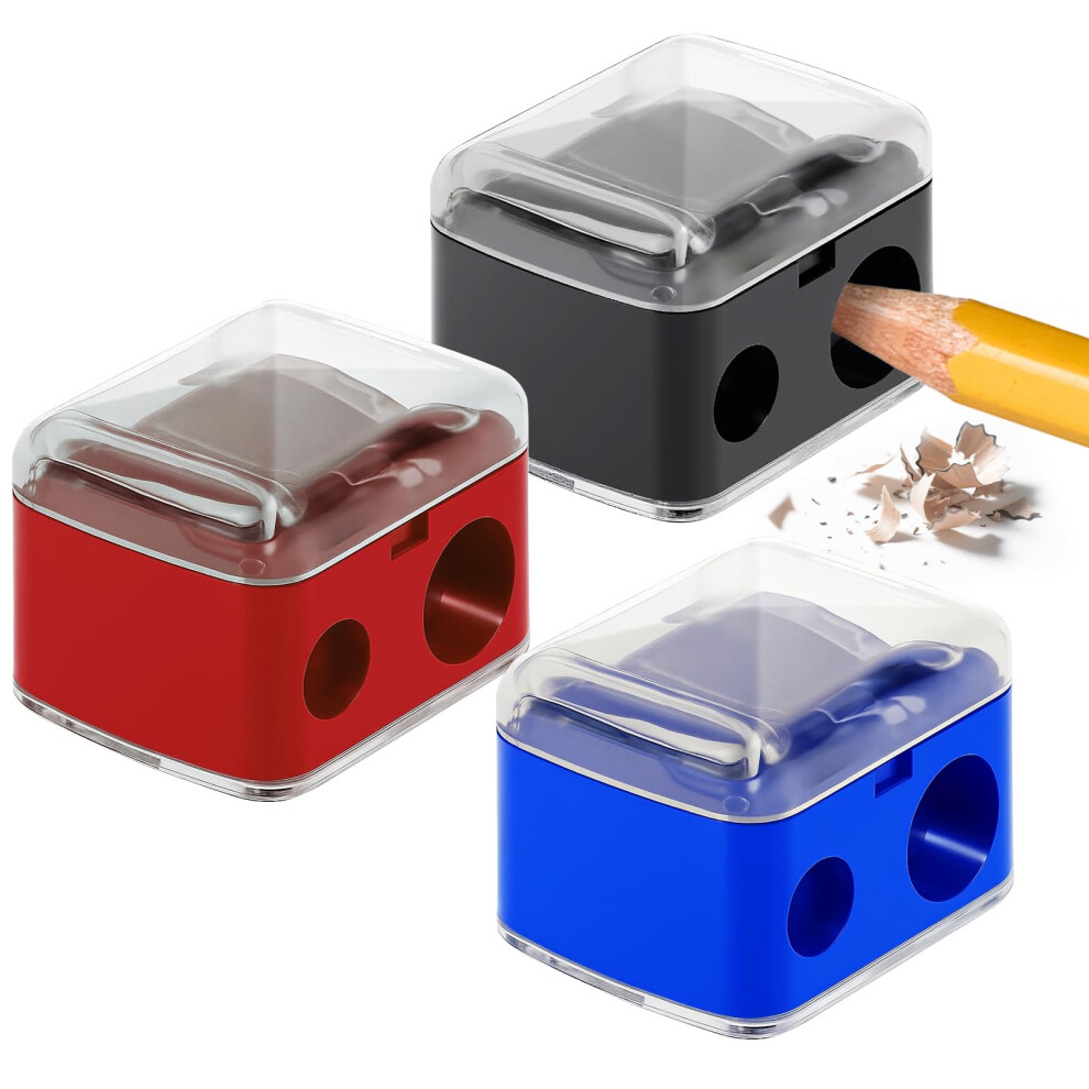 Bd-Herego 3 Pack Eyeliner Sharpeners - 2 Hole Makeup Pencil Sharpener For Large & Small Eyebrow Pencils, Eyeliners, Lip Liners - Catches Shavings, Easy To Clean