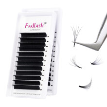 Fadlash Easy Fan D Curl 0.07 10mm Single Russian Lashes Natural Look Self Fanning Eyelashes Extensions Automatic Blooming (0.07-D-10)