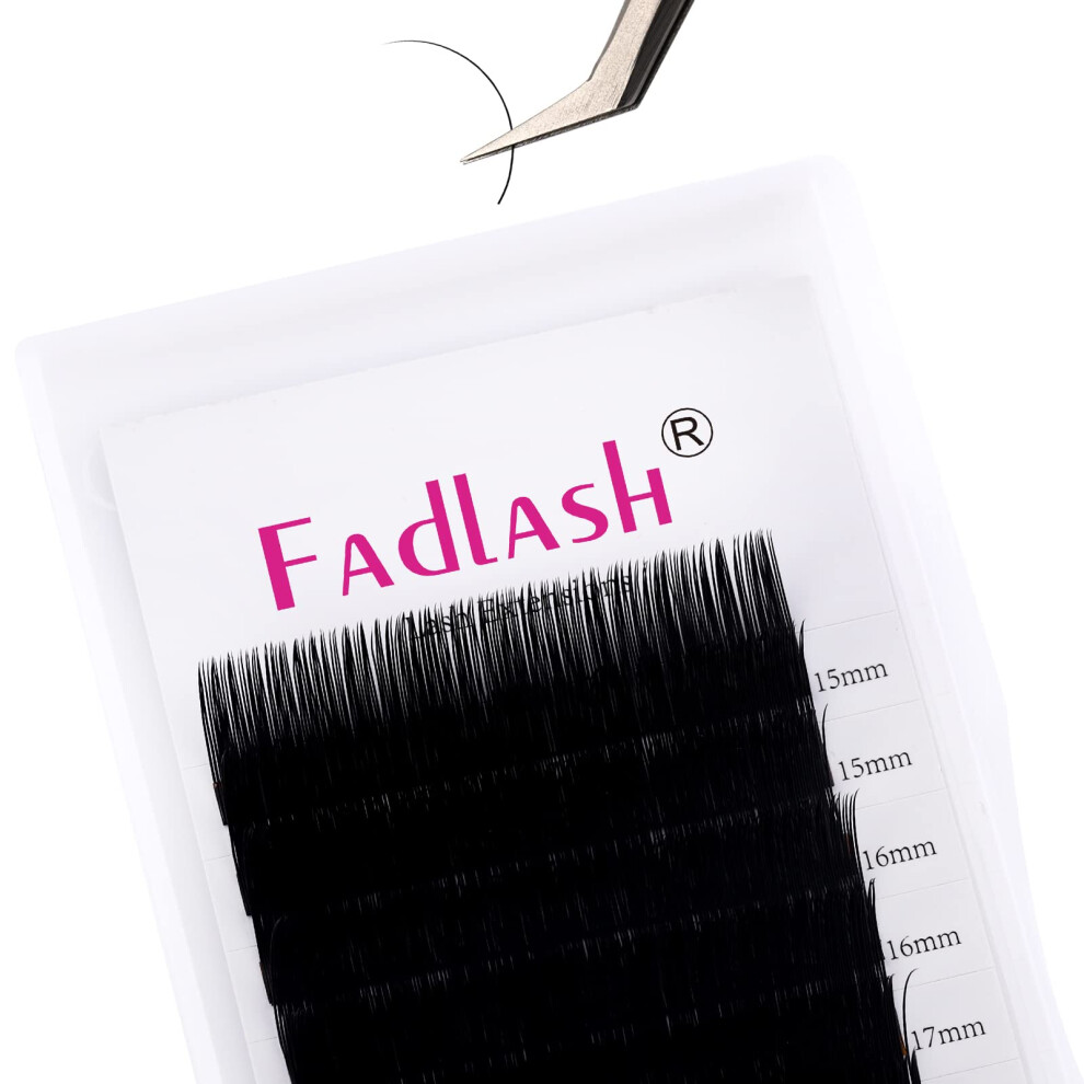 Fadlash Black Eyelash Extensions 0.10Mm C Curl Mix 15-20Mm Classic Lash Extensions 1:1 Individual Classic Eyelashes Matte Single Lashes Extension