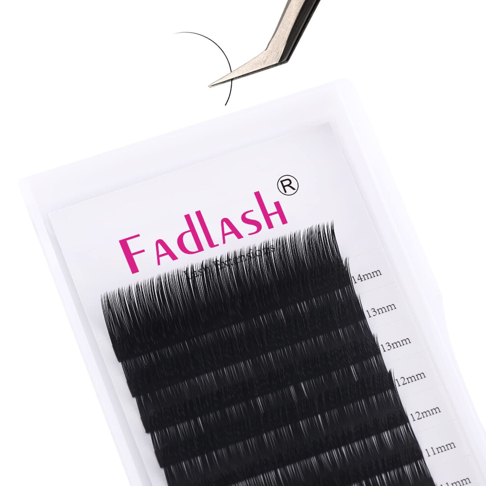 Fadlash Black Eyelash Extensions 0.10Mm C Curl Mix 8-14Mm Classic Lash Extensions 1:1 Individual Classic Eyelashes Matte Single Lashes Extension