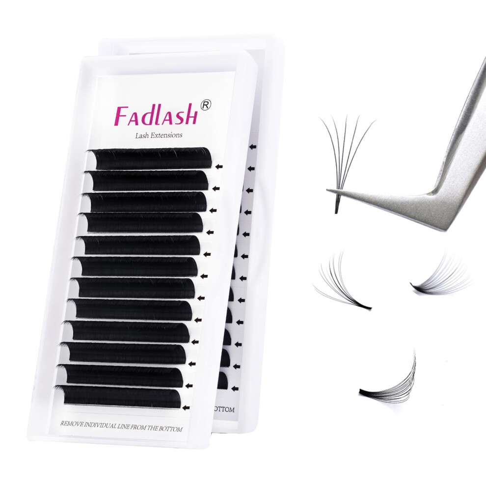Fadlash Easy Fan Lashes - D Curl 0.07 11Mm Single Lashes - Russian Natural Look Automatic Blooming Eyelash Extensions