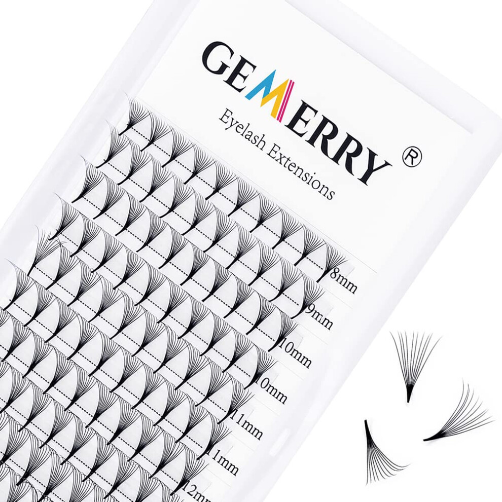 Gemerry Pre Made Fan Eyelashes Extensions 10D Fans 0.07Mm D Curl 8-14Mm Mix Cluster Eyelash Extensions Premade Fans Volume Russian Lashes Fan Individual