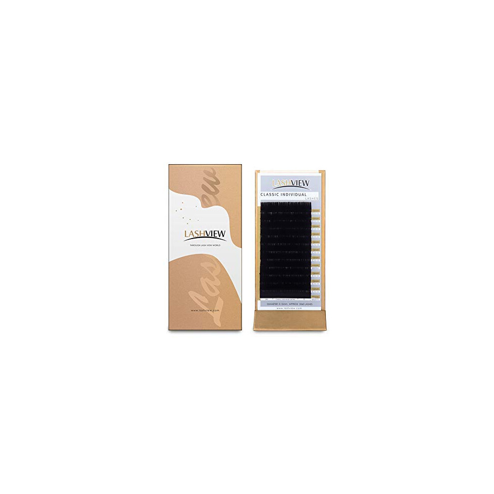 Lashview Eyelash Extensions, Premium Single & Classic Individual Lashes, 0.15 Thickness C 15Mm, Natural Semi-Permanent, Soft Application-Friendly