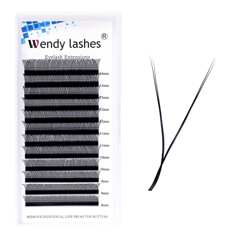 Wendy Lashes Yy Lashes 0.07Mm D Curl 8-14Mm Eyelash Extensions Mixed Tray Y-Shape Pre Made 2D Russian Volume Individual Lash Extensions(Yy-0.07-D-8-14)