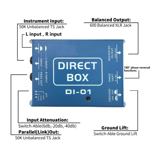 Passive DI Box Direct Injection DIBOX Direct Box Impedance Conversion DI Audio Isolator DI Effects Passive DI Box 2