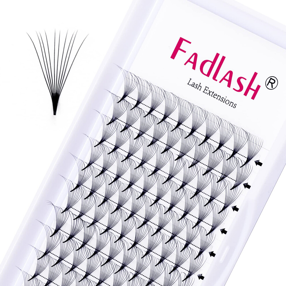 Fadlash Premade Fans Eyelash Extension 10D 0.05Mm D Curl 15Mm Volume Premade Lashes Fan | Pointy Base | Pre Fanned Russian Lashes| 0.05Mm C/D Curl Pre