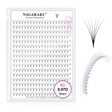 NAGARAKU Eyelash Extensions 320 Clusters Premade Fans Russian Volume Long Stem Premade Fans Thin Pointy Base Natural Pre Fanned Fluffy False Eyelash