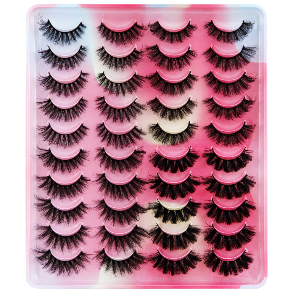 Keiby Citom False Eyelashes Dramatic Fluffy 6D Mink Lashes - 20 Pairs Natural Curly Lashes Thick Fake Eyelashes (4 Styles)