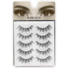 3D Faux Mink Eyelashes Natural Long Looking 5 Pairs Reusable False Lashes Soft Fluffy Full Eyes Lash