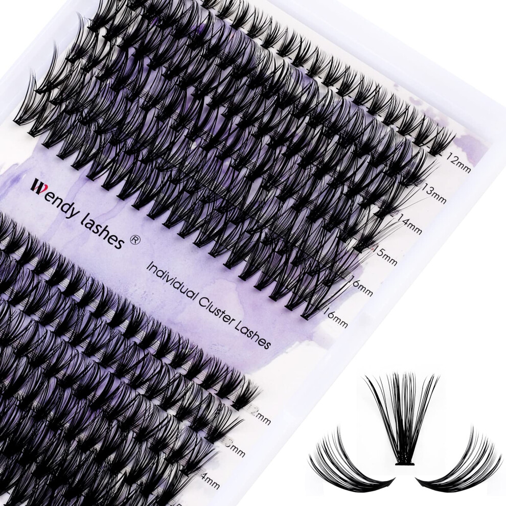 Wendy Lashes Individual Lashes Cluster Lashes Extension D Curl 0.07Mm 30D/40D Mixed 12-16Mm Lash Clusters Wide Stem Individual Eyelashes Clusters Diy Eyelashes