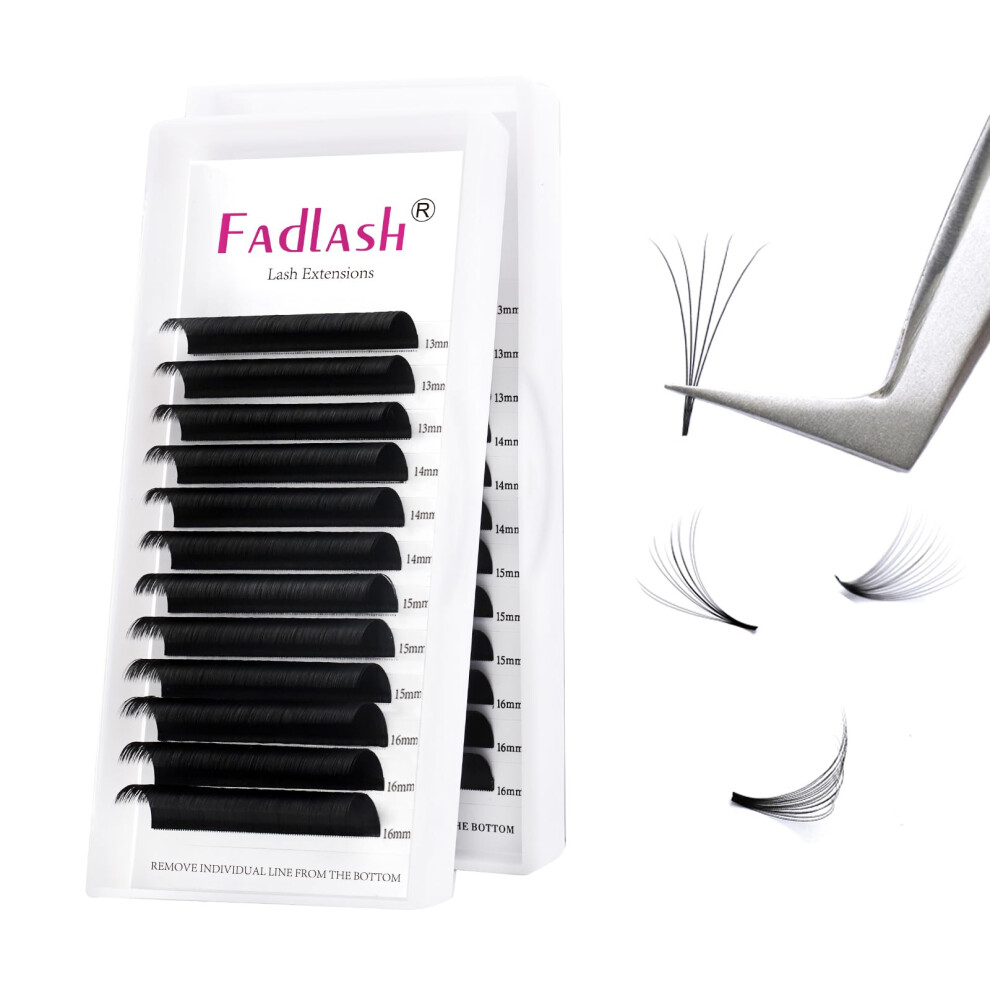 Fadlash Easy Fan Lashes Cc Curl 0.03 13-16Mm Mixed Length Russian Lashes Natural Look Self Fanning Eye Lashes Automatic Blooming Russian Eyelashes