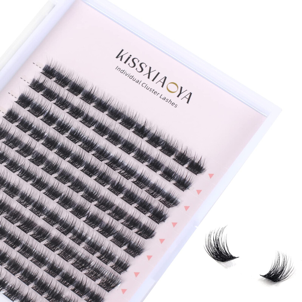 Lymybety Cluster Lashes Extensions, 144Pcs Individual Clusters Lashes D Curl 10Mm, Wide Stem Cluster Eyelashes Soft Natural False Eyelashes Diy Eyelash