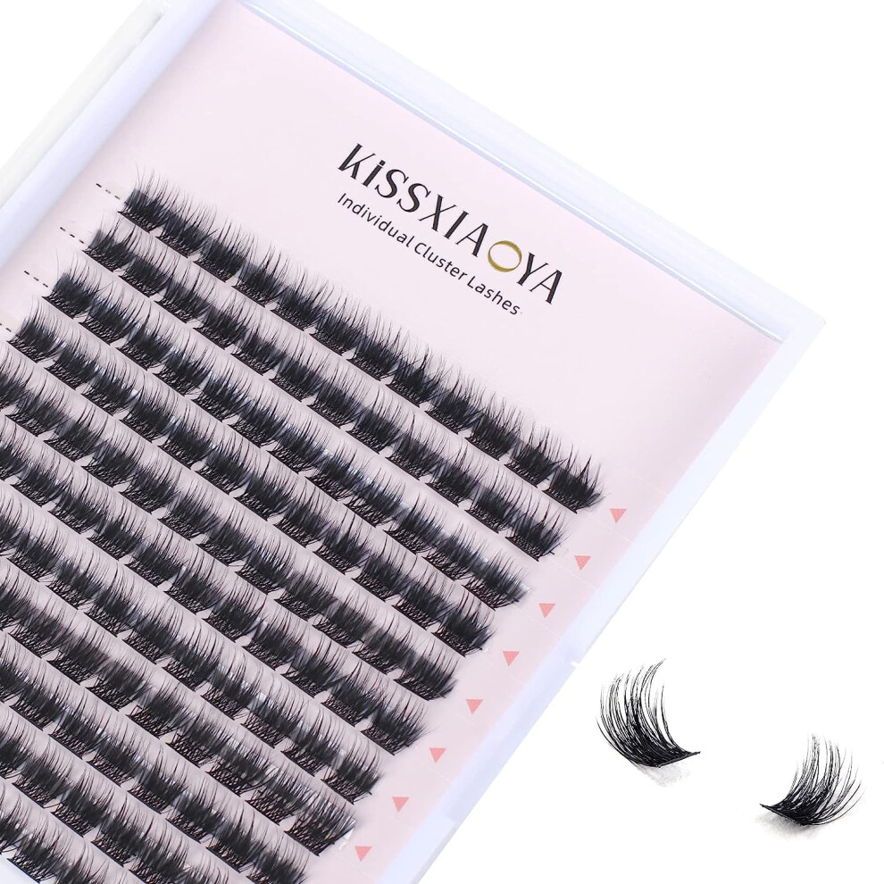 Lymybety Cluster Lashes Extensions, 144Pcs Individual Clusters Lashes D Curl 12Mm, Wide Stem Cluster Eyelashes Soft Natural False Eyelashes Diy Eyelash