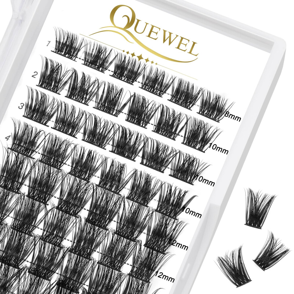 Quewel Diy Cluster Lashes - Individual Volume False Eyelashes, Soft & Light, Segmented, For Makeup Home Use (Honey01-D-Mix8-16Mm)