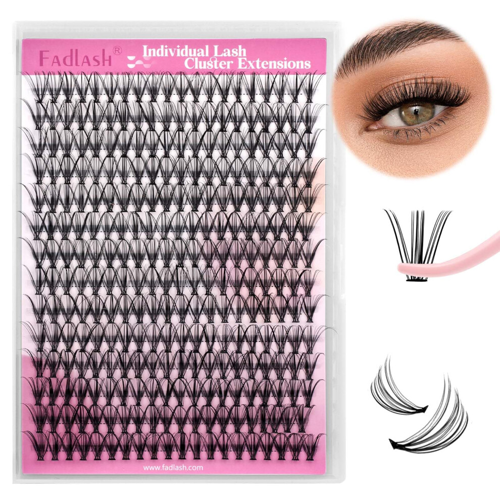 Fadlash Individual Cluster Lashes 20D 0.07Mm Curl 14Mm Russian Cluster Lashes Fluffy Natural Wispy Extensions