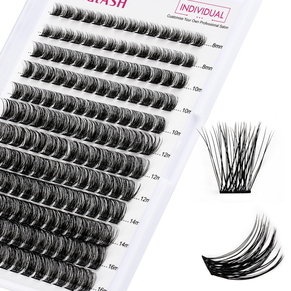 Fadlash Individual Cluster Lashes Extensions 168Pcs 40D 0.07 D Curl 8-16Mm Mixed Trays Individual Eyelashes Diy Multiple Shapes Eyelash Extensions