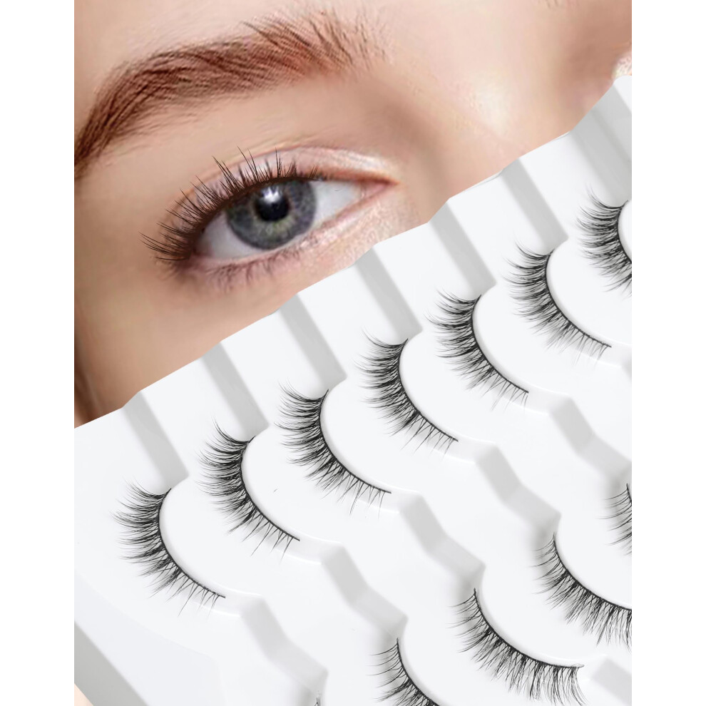 Onlyall Short Lashes Natural Look Wispy Eyelashes Soft False Eyelash Fluffy Fake Small Cute Lash For 7 Pairs Hl50