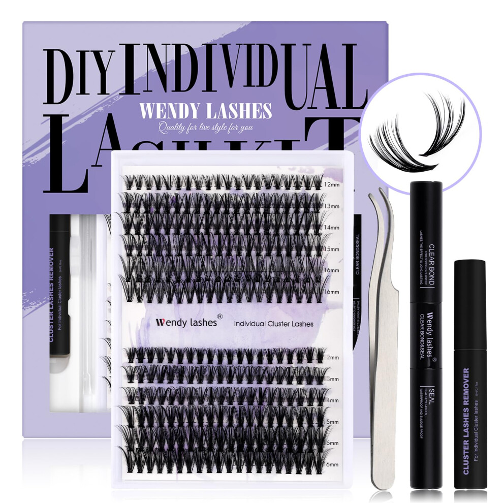 Wendy Lashes Individual Lashes Kit C Curl Clusters Lashes Kit 0.07Mm 30D+40D 12-16Mm Mix Diy Lash Extensions Kit Soft And Wispy Cluster Eyelash Extensions