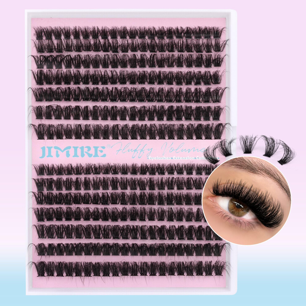 Jimire Individual Eyelashes Natural Look Fluffy 10-16Mm Cluster Lashes 280Pcs Volume Lash Cluster Diy Eyelash Extension At Home Wispy D Curl Russian