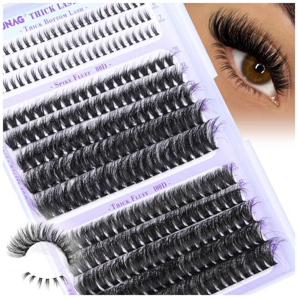 Toochunag Russian Individual Eyelashes With Bottom Lash Clusters Fluffy D Curl Cluster Lashes 5-7Mm Wispy Bottom Eyelash Clusters 10-18Mm Thick Upper