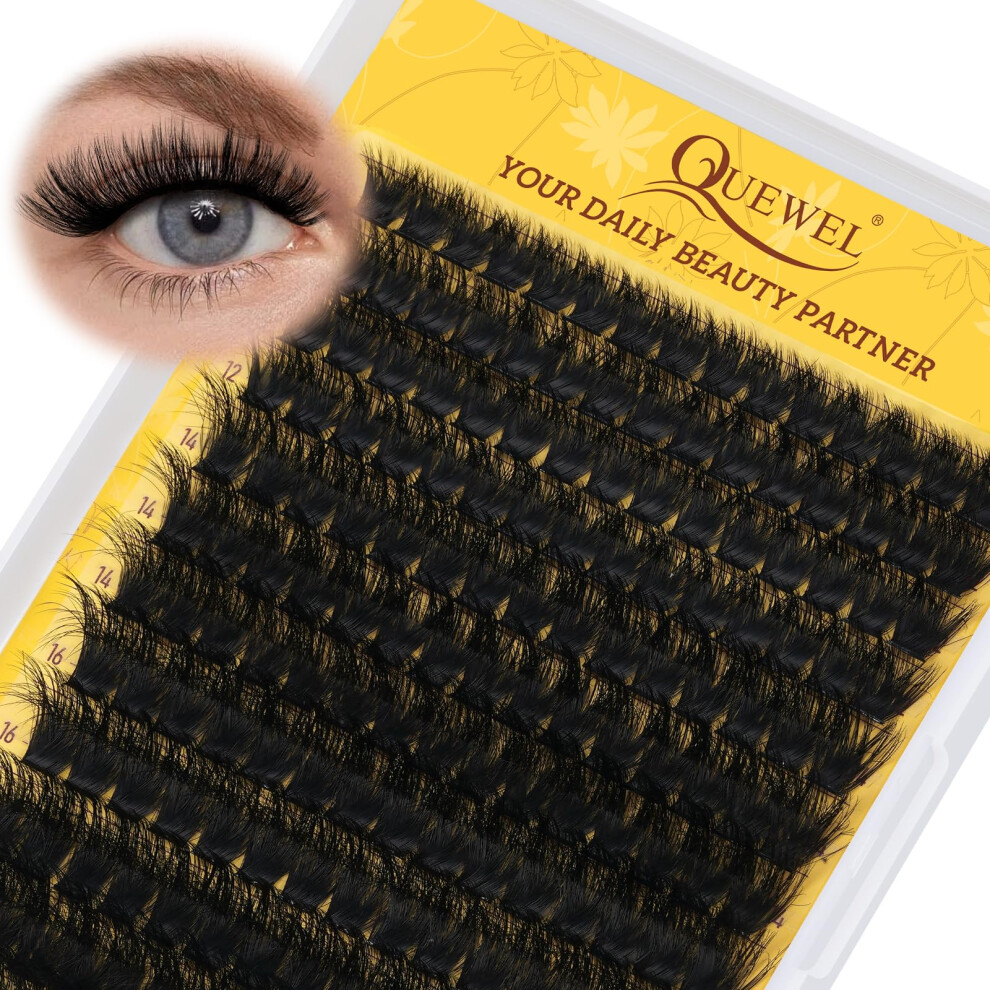 Quewel Fluffy Individual Lashes Cluster Lashes 180D Mix10-18Mm D Curl Lash Clusters, Easy To Apply Diy Eyelash Extensions For Home Use?180D D