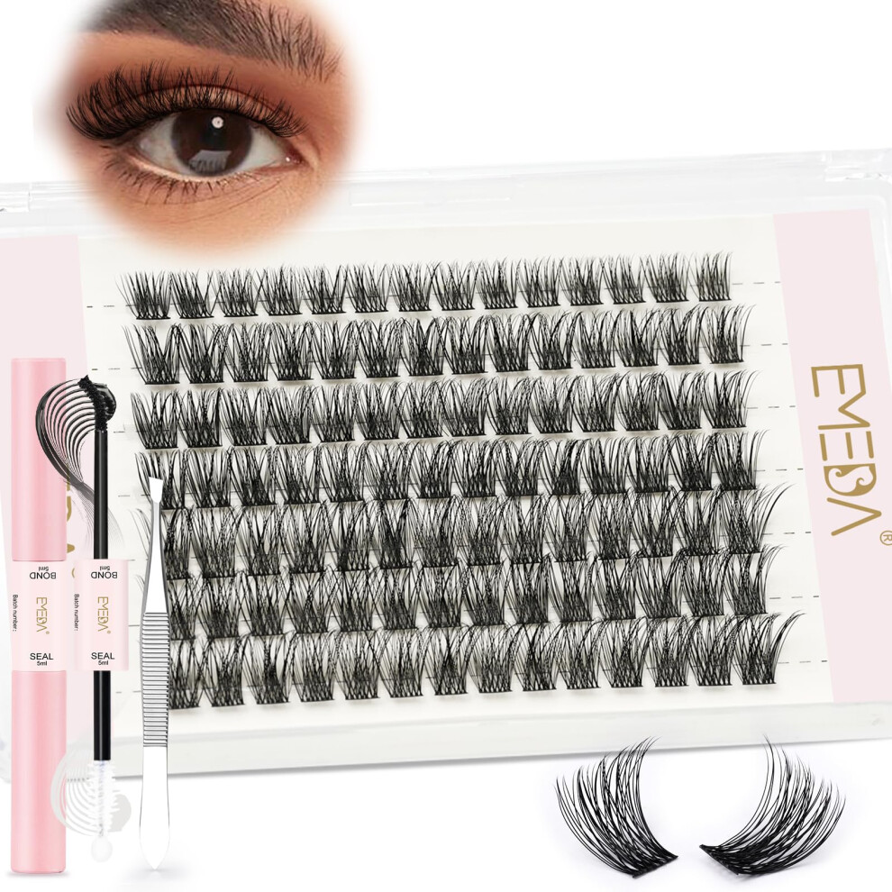Emeda Natural And Fluffy Cluster Lashes Kit 8Mm D Curl Diy Individual Eyelash Extensions With Bond And Seal Soft And Short Looking Cluster Eyelashes Kit