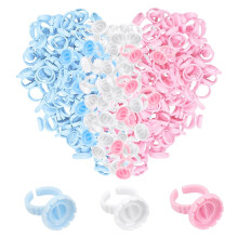 KEYRI 300 Pcs Lash Glue Holder Ring Cup Quick Blossom Pigment Holders Disposable Finger Hand Beauty Tools Disposable Glue Cups Lash Glue Rings Lovely