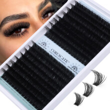 Fluffy Cluster Lashes 120D+150D Individual Eyelashes Long 14-20mm Thick Lash Clusters D Curl Cat Eye Lashes Individual Cluster 256pcs Eyelash Clusters