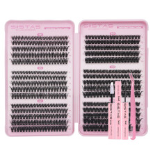 Individual Eyelashes Wispy Lash Clusters Kit 560PCS Natural Eyelashes 8-16mm D Curl Fluffy Lashes Kit with Russian Cluster Lashes Glue Bond and Seal