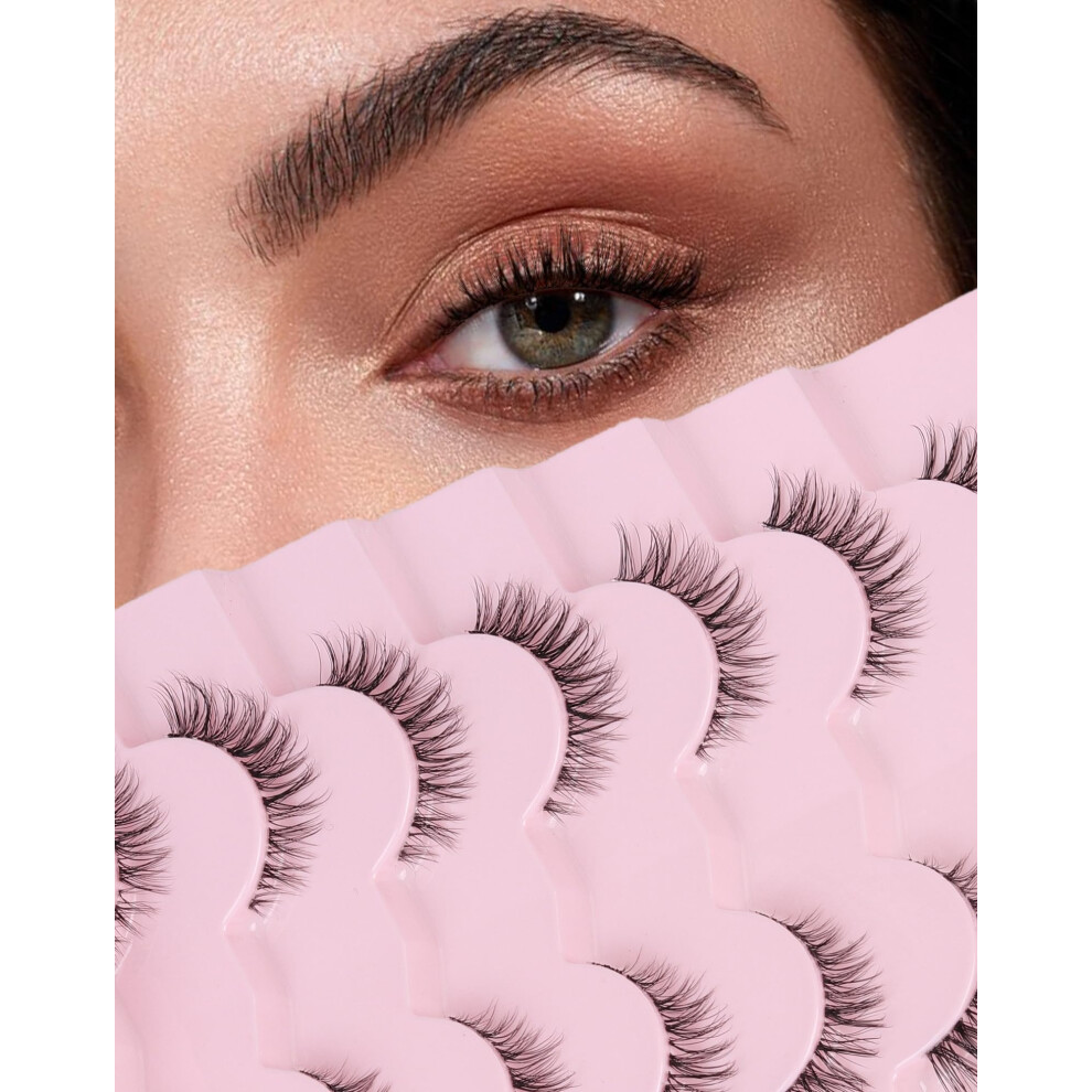 Onlyall Short Lashes Natural False Eyelashes Small Eye Lash Fake Eyelash Wispy Clear Band 12Mm H20