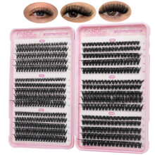 Individual Eyelashes Wispy Cluster Lashes D Curl Natural Lash Clusters Fluffy Lashes Individual Cluster 560Pcs Volume Lash Extensions DIY Eyelash