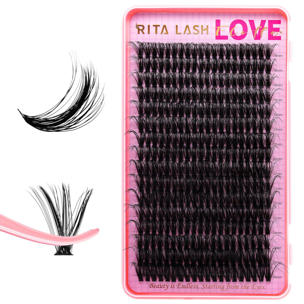 Ritalash Black Lash Clusters 60D Diy Cluster Lashes Fluffy Volume Eyelash Clusters Eyelash Extensions Soft False Eyelashes Individual Lashes Wispy