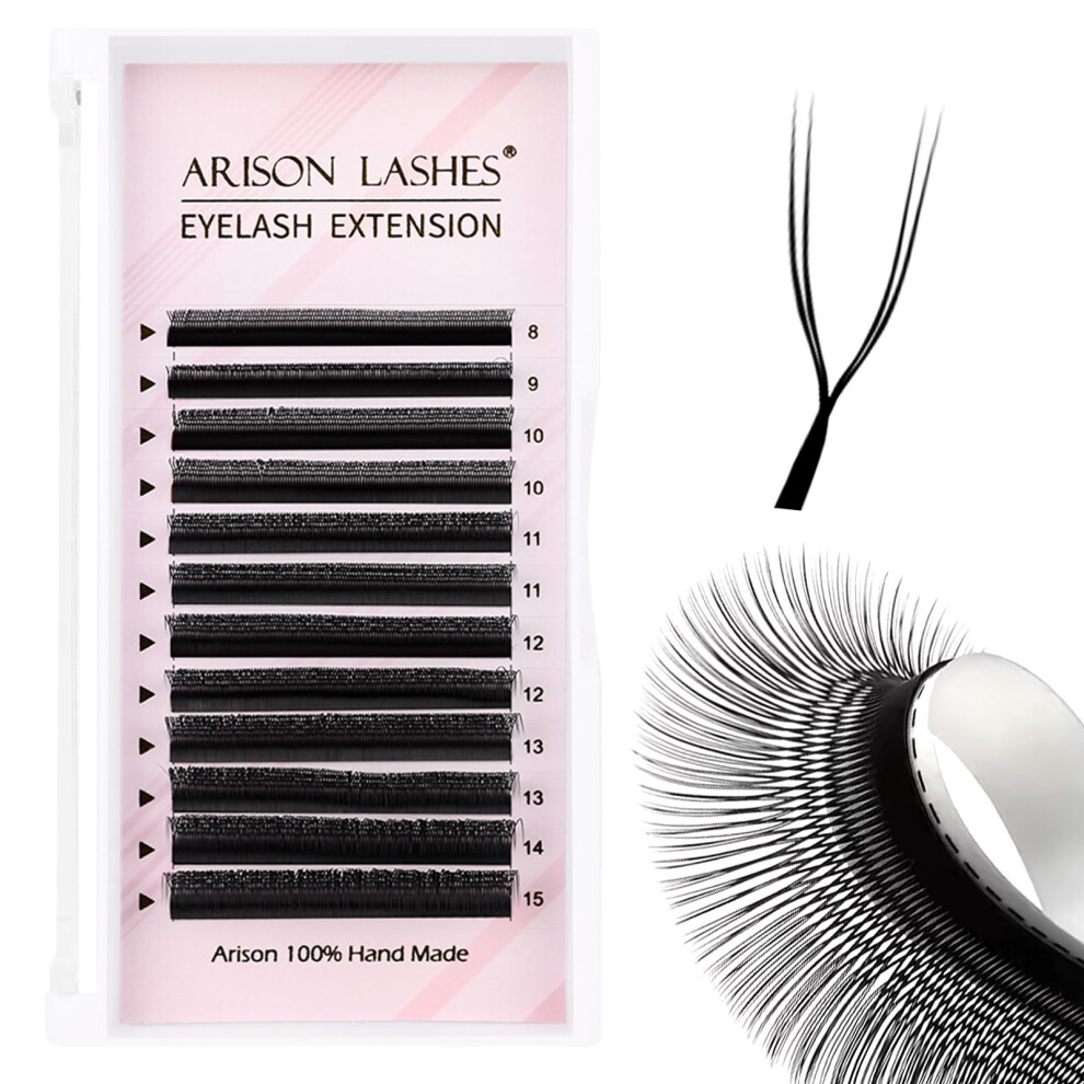 Photos - Makeup Brush / Sponge Arison Lashes U Shape Eyelash Extension Natural Soft Volume Premade Fans Faux Mink Matte Black 12 rows(U-0.07-C-8-15mix)