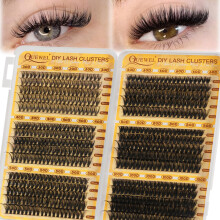 QUEWEL Individual-Eyelashes 580PCS Wispy Cluster lashes D Curl Individual Lashes Natural Look, Eyelash clusters DIY Lash Extensions for Beginners,