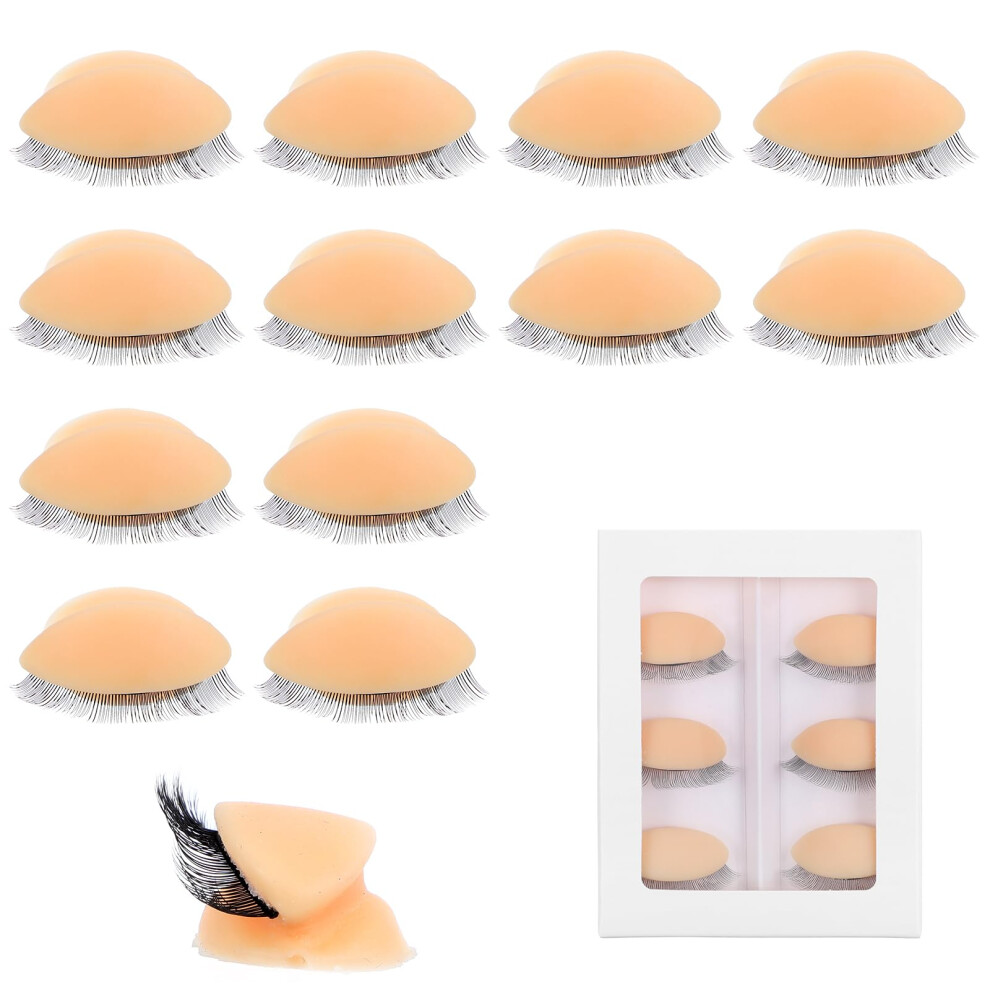 Heclia Double Layer Lash Mannequin Head 12 Pairs Realistic Practice Eyelids For Eyelash Extension Training, Soft Silicone Replaced Eyelids For