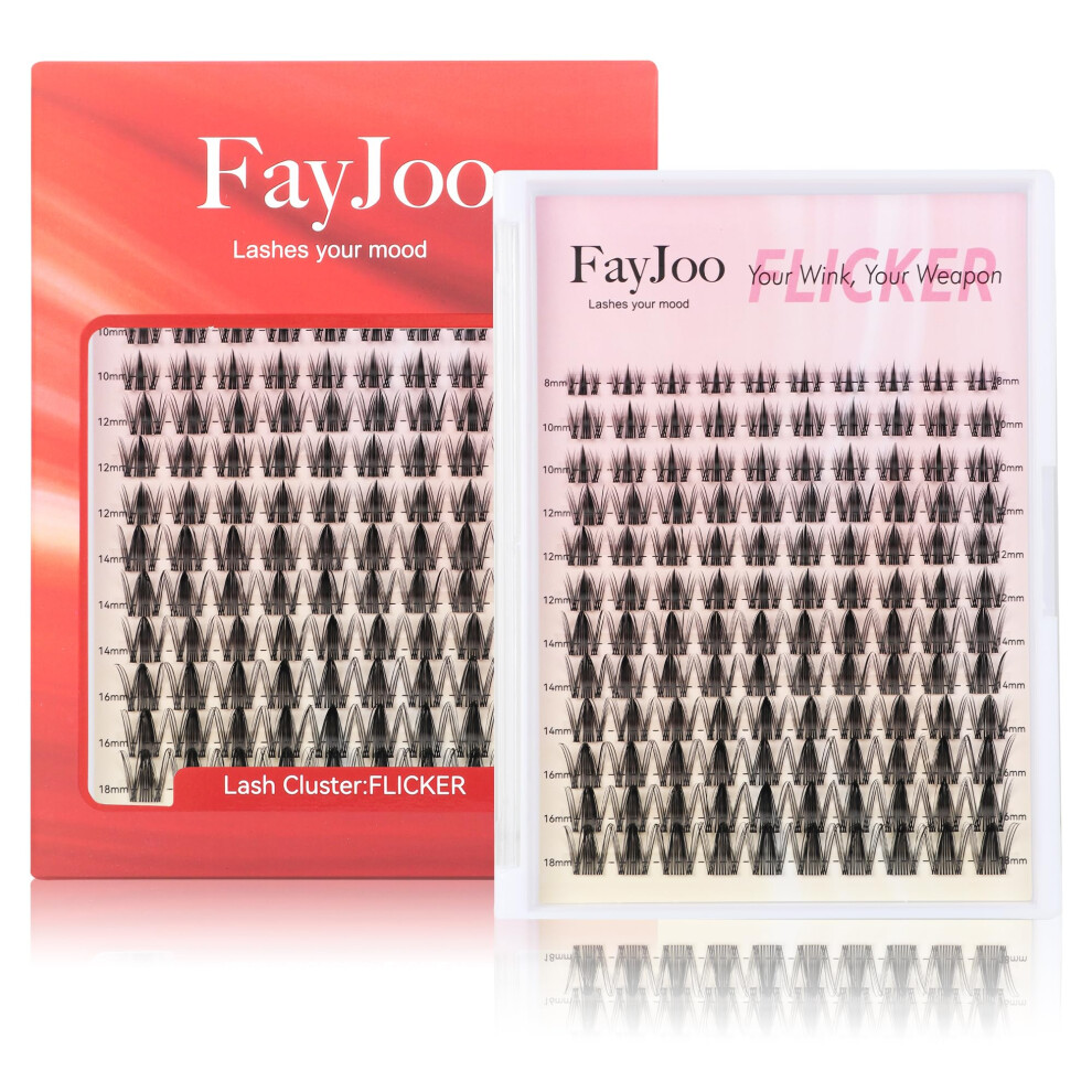 Fayjoo Spiky Foxy Fairy Lash Clusters, 0.05Mm Ultra-Thin Invisible Band, 8-18Mm C Curl 120 Clusters, Widespan Diy Eyelash Extensions For Manga & Wet-Look,