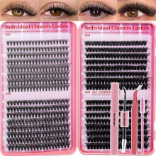 LASHSUN Cluster Lashes Kit Eyelash Extensions (20D+40D+60D+80D Kit,9-16mm)