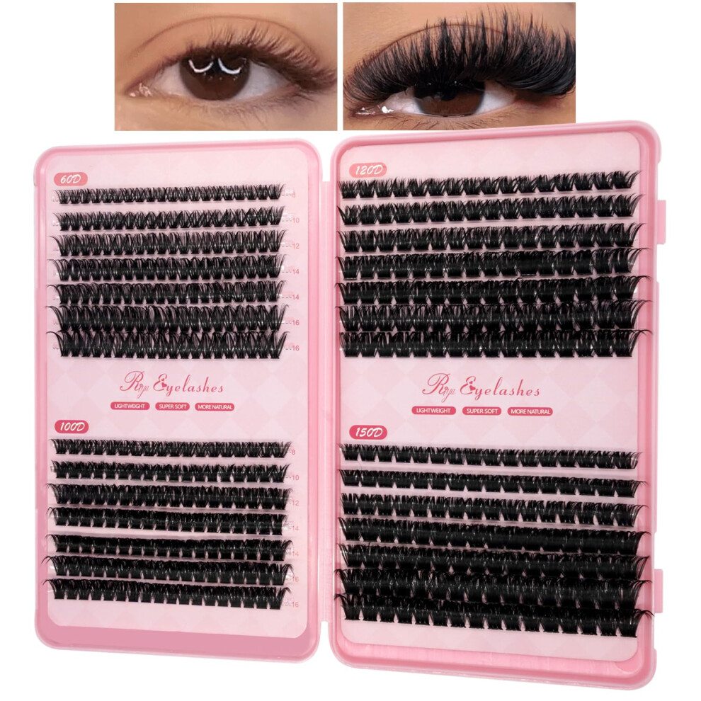 Riya 540Pcs Individual Eyelashes 60D 100D 120D 150D Lash Clusters Eyelash Extensions Thick Russian D Curl Diy Eyelash Extension For Diy At