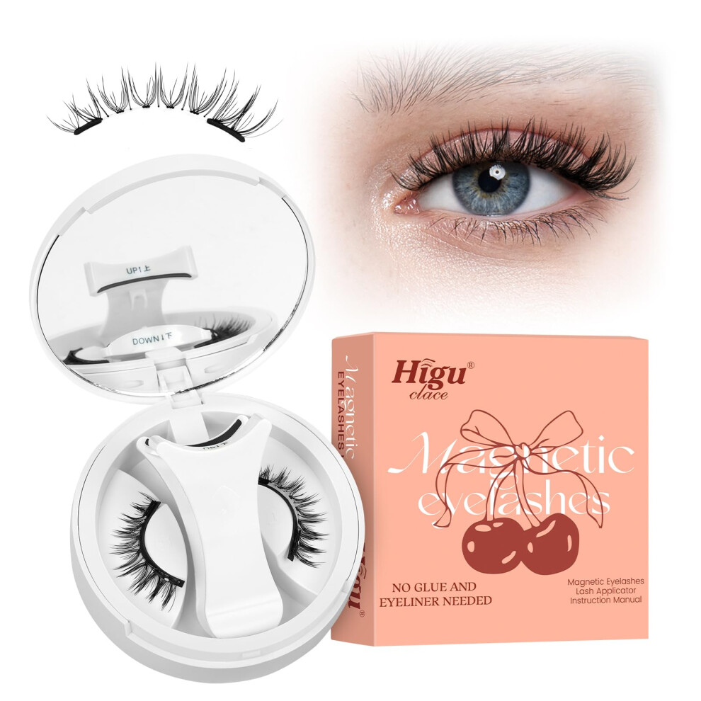 Higu Clace Magnetic Eyelashes Natural Look, Waterproof Magnetic Lashes With Applicator, No Glue Needed, False Lash Easy To Wear And Remove(Set N)