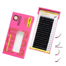 SEEDEW Classic Individual Eyelash Extensions, 9mm C Curl 0.15mm 16 Rows/Tray, Single Natural Soft Lightweight Short Bottom Lashes Grafting Supplies