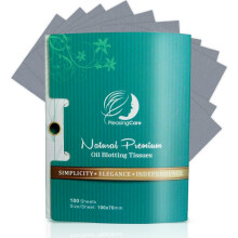 Natural Facial Oil Blotting Paper Sheets - Bamboo Charcoal 100 Counts, Easy Take Out Design - Top Oil Absorbing Tissues, Premium Handy Face Blotting